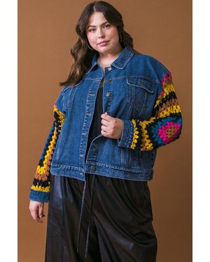 TRUEDAMES Festival Weave Washed Denim Jacket - Blue