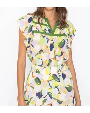 Caballero Ava Retro Flower Top - Green