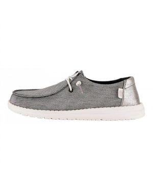 HEYDUDE Wendy Metallic Sparkle Casual Shoe - Gray