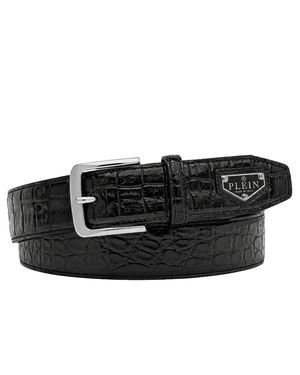 Philipp Plein Leather Belt Triangle Cocco - Black