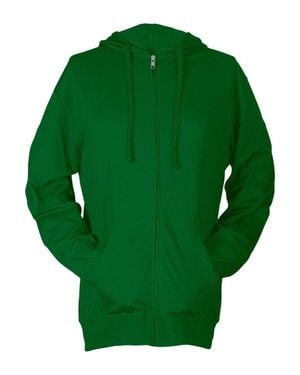 Tultex Beach Full-Zip Hooded Long Sleeve T-Shirt - Green