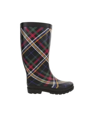 Sugar Raffle 4 Plaid Waterproof Pull On Rain Boots Rhs7926 - Black