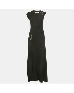 Anna Quan Rib Knit Buckle Detail Maxi Dress - Black