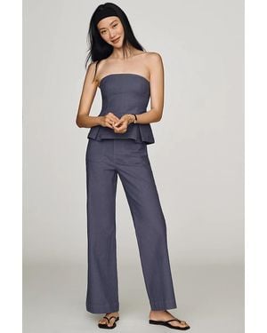 Maeve Jude Linen-Blend Pants Pants - Blue