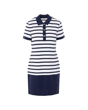 Liu Jo Striped Buttoned Short-Sleeve Dress - Blue