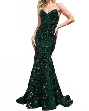 Amelia Couture London Sequin Gown - Green