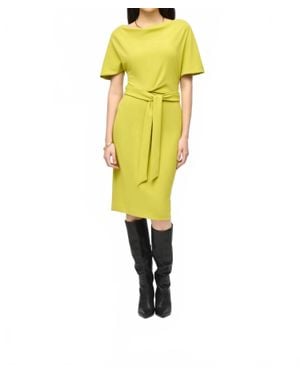 Joseph Ribkoff Scuba Crepe Midi Dress - Yellow