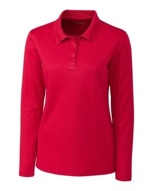 Clique Spin Eco Performance Pique Long Sleeve Polo - Red