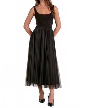 Elan Mixed Media Tulle Maxi Dress - Black