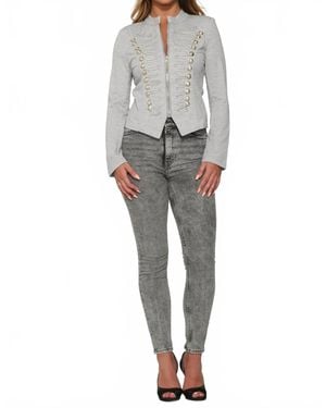 Orchid Bloom Passementerie Detailed Military Jacket - Gray