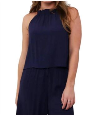 Bobi Gathered Halter Neck Top - Blue