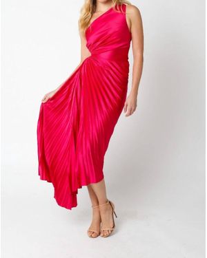 Olivaceous Priscilla Pleated Dress - Red