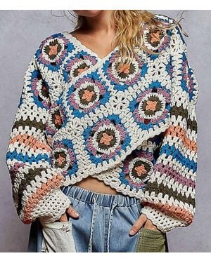 Pol Marlowe Crochet Sweater - Blue