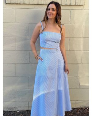 Astr Liberty Striped Midi Skirt - Blue