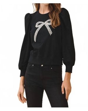 TCEC Front Crystal Embellished Bow Detail Sweatshirt - Black