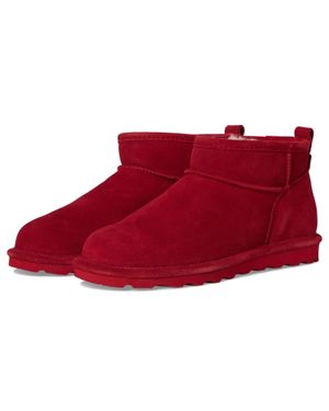BEARPAW Shorty Boots Dahlia Suede Wool Lined Bootie Zogg3662 - Red