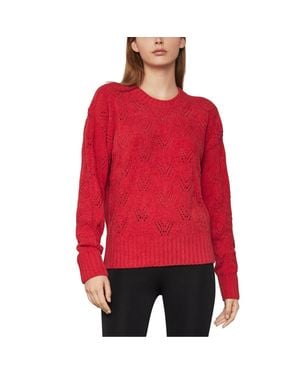 BCBGMAXAZRIA Chenille Pointelle Pullover Sweater - Red
