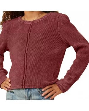 Hayden LA Washed Waffle Knit Top - Red