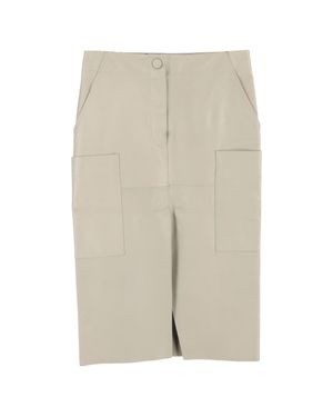 Petar Petrov Front Slit Midi Skirt With Pockets - Natural