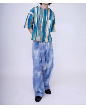 KAWAKEY Felt Oversized Shirt - Blue