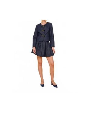 Flora Bea Spinna Coat With Grosgrain Bow Detail - Blue