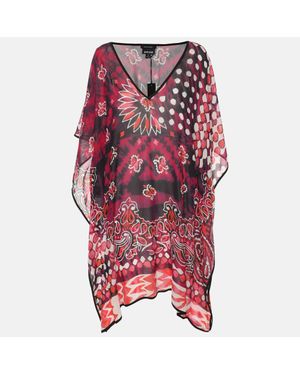 Just Cavalli Archive Print Chiffon Kaftan Tops - Red