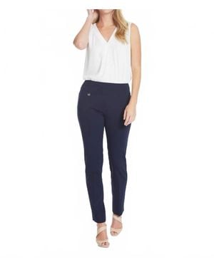 Slimsation By Multiples Wide Band Elastic Waist Ankle Pants - Blue