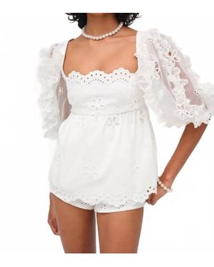 For Love & Lemons Daisy Eyelet Blouse - White