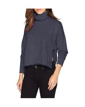 Three Dots Brushed Italian Loose Short Sweatshirt - Blue