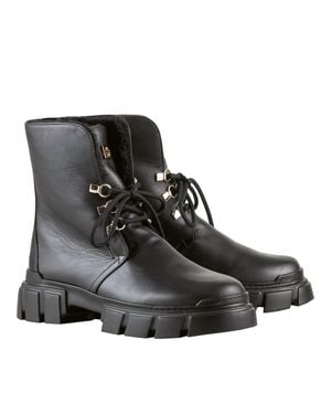 Högl Casual Chunky Sole Leather Ankle Boots - Black