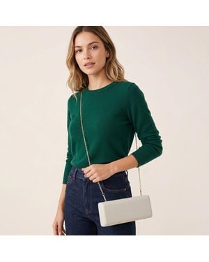 Fashnzfab Faux Leather Structured Long Clutch Bag - Green