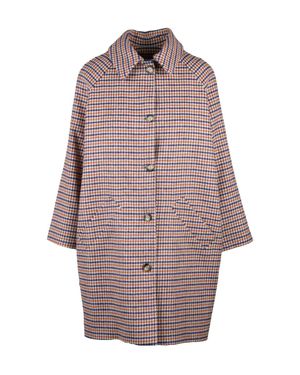 Guttha Mid-Length Houndstooth Coat With Raglan Sleeves - Pink
