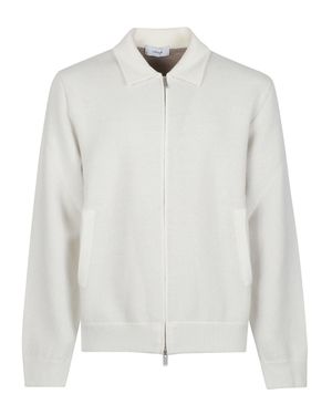 Lardini Minimalist Double Wool-Blend Bomber Jacket - White