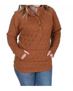 Michelle Mae Geometric Button Snap Pullover Jacket - Orange