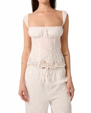 WeWoreWhat Wide Strap Ruched Cup Corset Top - Natural