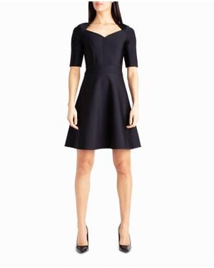 Nicole Miller Alice Short Sleeve A-Line Dress - Black