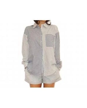 Bailey Rose Stripe And Gingham Button-Down Shirt - White