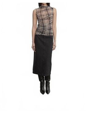Enza Costa Mesh Sleeveless Twist Top - Black