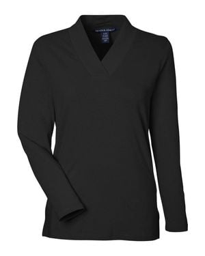 Devon & Jones Raleigh Shawl Collar Knit Top - Black