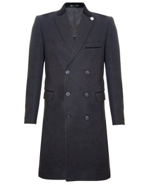 Oliver Tweed 3/4 Long Double Breasted Crombie Overcoat Wool Coat Peaky Blinders - Blue
