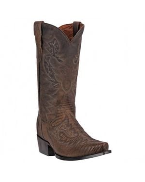 Dan Post 13 Bay Stitched Lizard Boots - Brown
