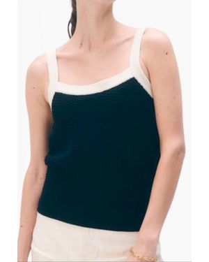 White + Warren Boucle Tank - Blue