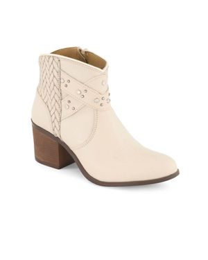 Forastero Real Leather Side Zipper Booties - Natural