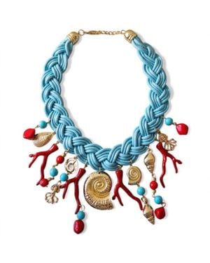 Bijoux Envie Santa Rosa Shell Charm Necklace - Blue