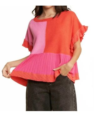 Davi & Dani Lena Patchwork Top - Red