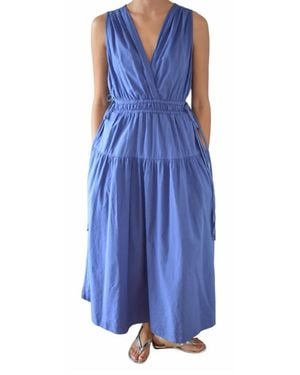 Xirena Meri V Neck Sleeveless Dress - Blue