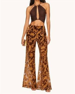 L'Agence Baroque Flocked Flare Pants - Brown