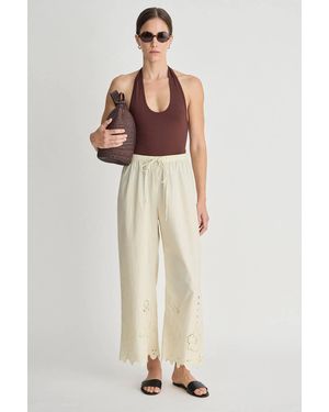 Apiece Apart Embroidered Kari Pull On Pant - Natural