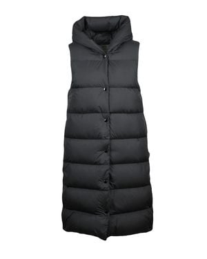 Woolrich Long Quilted Polyester Down Vest - Black