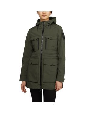 Pajar Isla Mixed-Media Packable Raincoat With Fixed Hood - Green